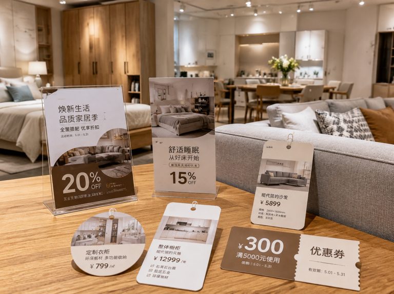 青山湖区家具门店单页海报与吊牌